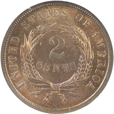 1864 Large Motto. NGC MS-65 RB.