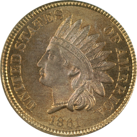 1861 PCGS MS-65 BN.