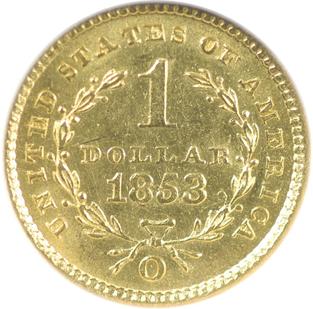 1853-O NGC MS-62.