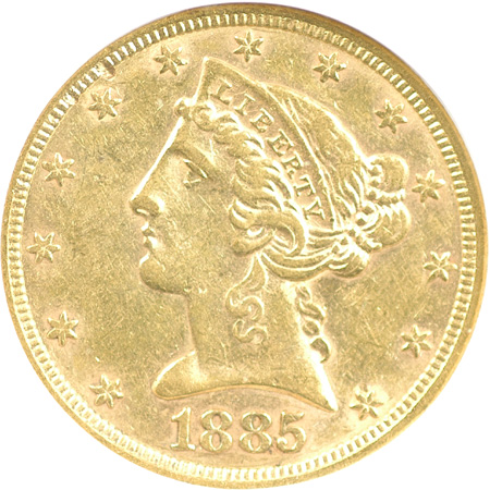 1885 ANACS AU-50.