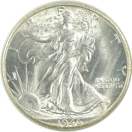 Two 1946-D Walking Liberty Half Dollars.