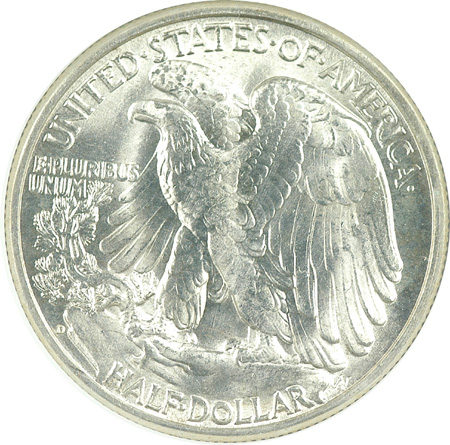 Two 1946-D Walking Liberty Half Dollars.