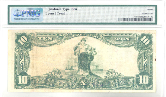 1902 $10.00. Freeburg, IL Blue Seal. PMG F-15.