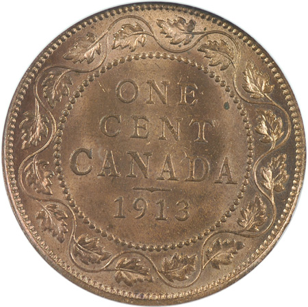 1913 Canadian Large Cent.  NGC MS-65 RB.