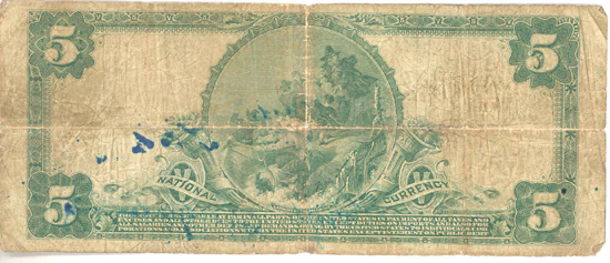 1902 $5.00. Arthur, IL Blue Seal. VG.