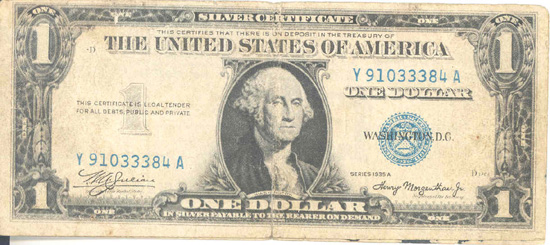 1935-A $1.00 Propaganda Note. VG.