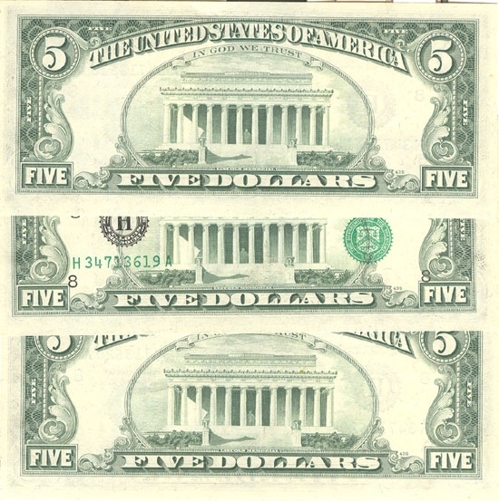 Three 1977 $5.00 St. Louis.  CHCU.