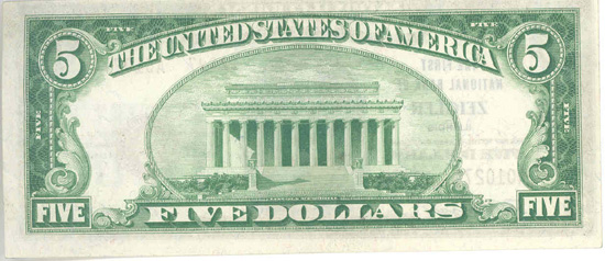 1929 $5.00. Zeigler, IL Ty. 2. CU.