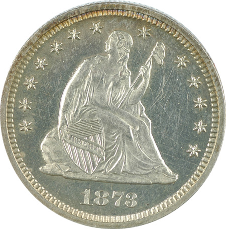 1873 No Arrows. PF-60.