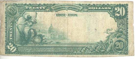 1902 $20.00. Oklahoma City, OK Date Back Blue Seal. Good/VG.