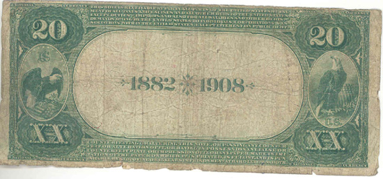 1882 $20.00. Dallas, TX Date Back. Good.