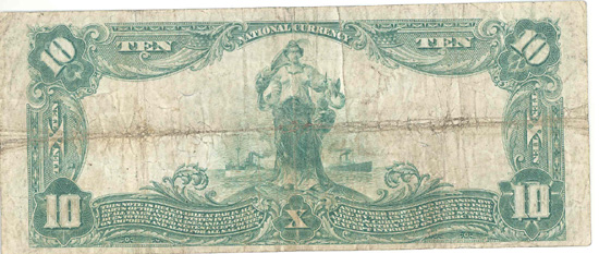 1902 $10.00. Emporia, KS Blue Seal. F.