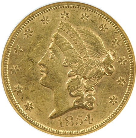 1854 NGC AU-58.