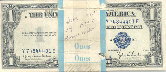 Thirty-four 1935-D $1.00.  Narrow Reverse. CHCU.