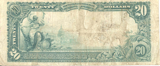 1902 $20.00. Guthrie, OK Blue Seal. F.