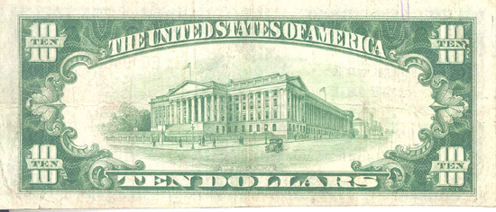 1929 $10.00. Mobridge, SD Ty. 1. F.