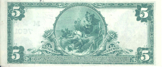 1902 $5.00. East Chicago, IN Blue Seal. XF.