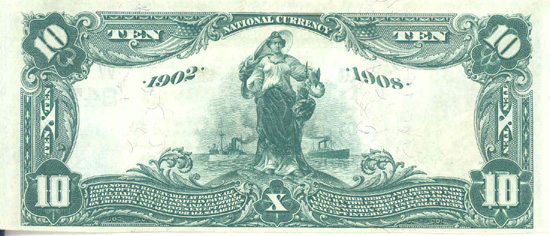 1902 $10.00. Oklahoma City, OK Date Back Blue Seal. XF.