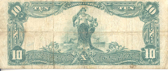 1902 $10.00. Gonzales, TX Blue Seal. F.