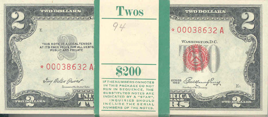 1953 $2.00 Partial Pack, Two Stars.  CHCU.