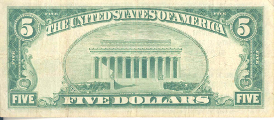 1929 $5.00. Sedalia, MO Ty. 1. F.