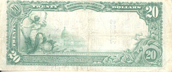 1902 $20.00. Clayton, MO Blue Seal. F.