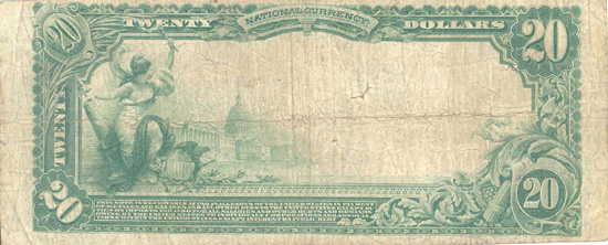1902 $20.00. Little Rock, AR Blue Seal. VG.
