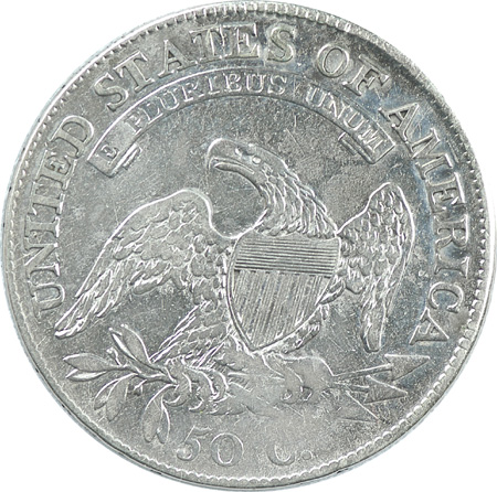 Six Capped Bust Lettered Edge Half Dollars.