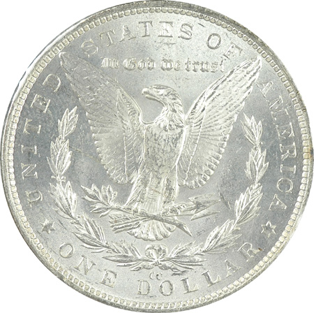 Two Morgan Silver Dollars.  MS-62.