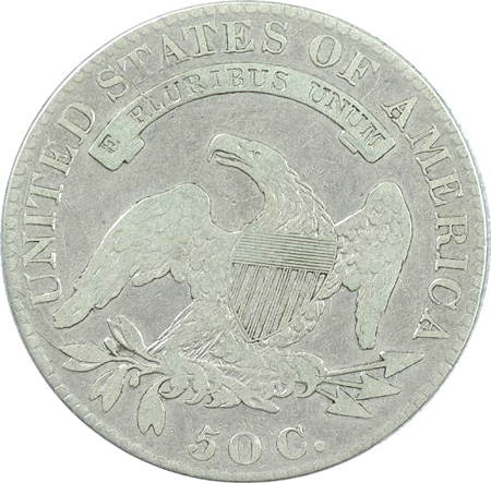 Nine Capped Bust Lettered Edge Half Dollars.