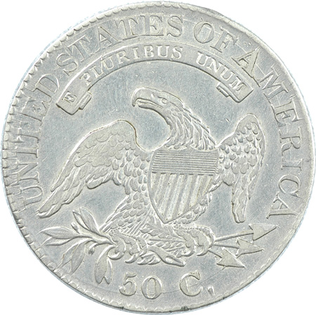 Six Capped Bust Lettered Edge Half Dollars.