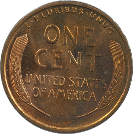 Ten Lincoln Wheat Cents.  Unc.