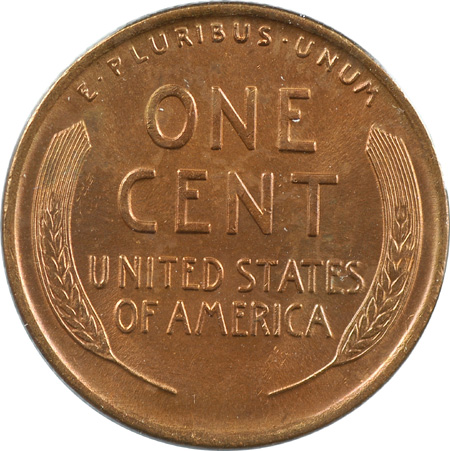 Eight Lincoln Wheat Cents.  Unc.