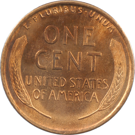 Eight Lincoln Wheat Cents.  Unc.