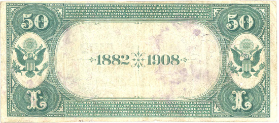 1882 $50.00. St. Louis, MO Serial# 2 Date Back. F.