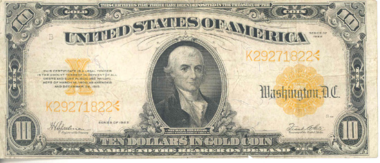 1922 $10.00.  F.