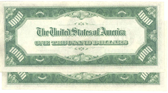 Two Sequential 1934-A $1,000.00.  CU.