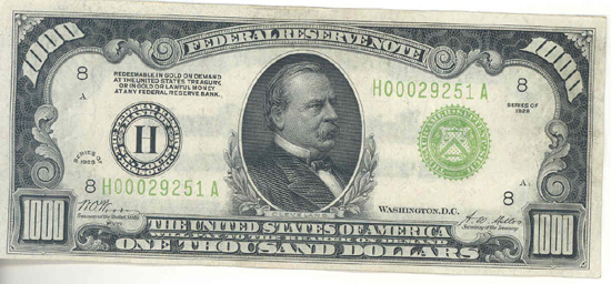 1928 $1,000.00 St. Louis.  CU.