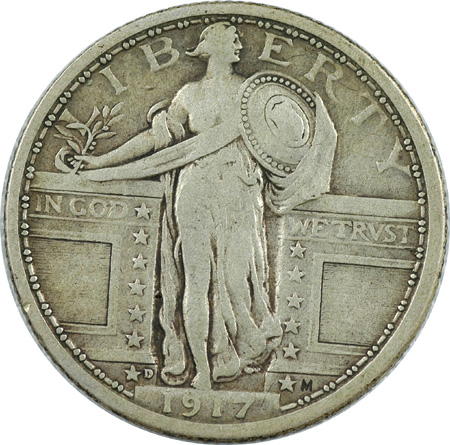 Six 1917-Dated Standing Liberty Quarters.