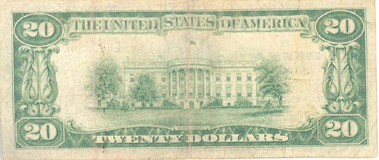 1929 $20.00. Seymour, IN Ty. 1. VG.