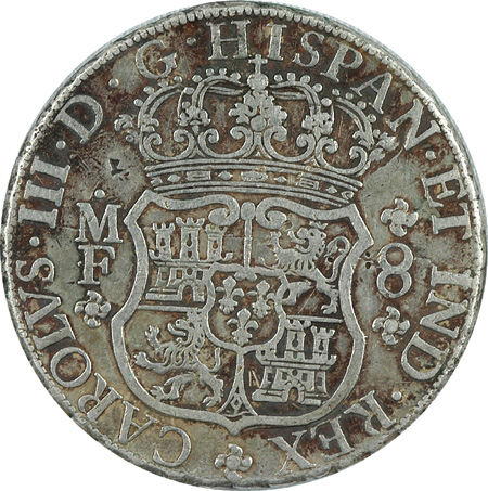 1766 Spanish Milled Dollar. XF-40.