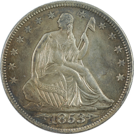 Two Seated Liberty Half Dollars.