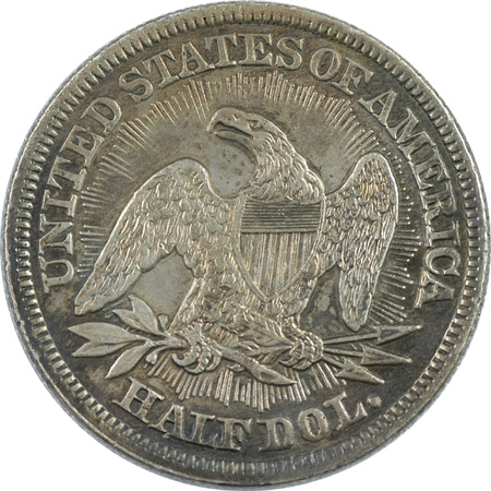 Two Seated Liberty Half Dollars.