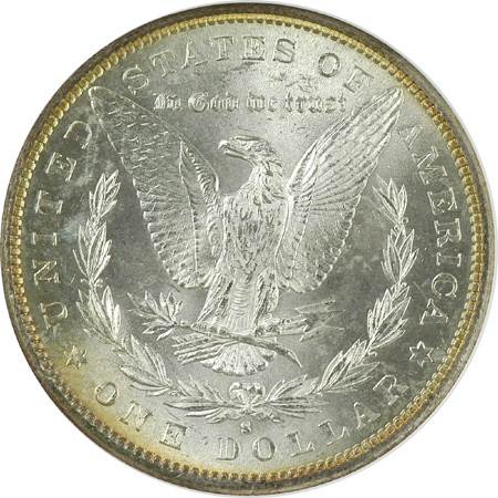 Two 1881-S Morgan Silver Dollars. NGC MS-65.