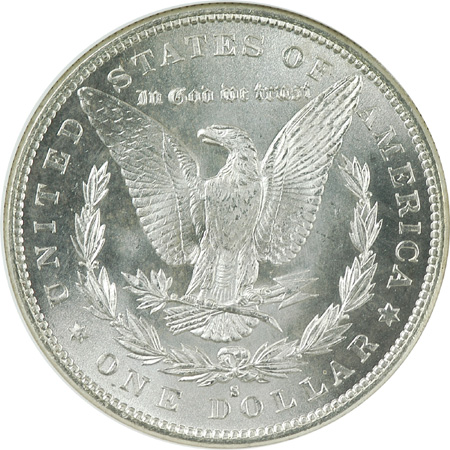 Four 1879-S Morgan Silver Dollars. NGC MS-65.