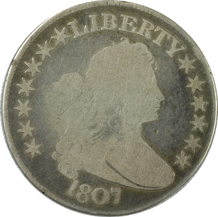 1807 Draped Bust and 1818 Capped Bust Half Dollars.