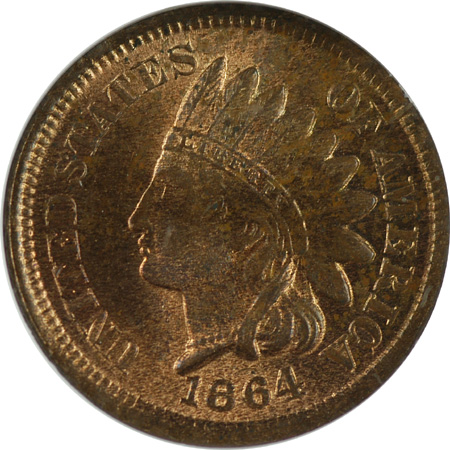 1864 Bronze w/o L. NGC MS-66.