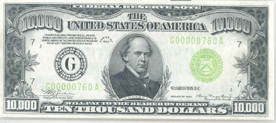 1934 $10,000.00 Chicago.  CHCU-63.