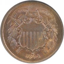 1864 Large Motto. NGC MS-65 RB.