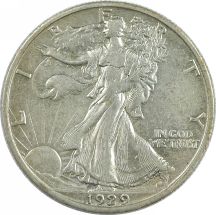 Three Walking Liberty Half Dollars. XF.